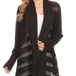 Striped Design Open Front Cardigan